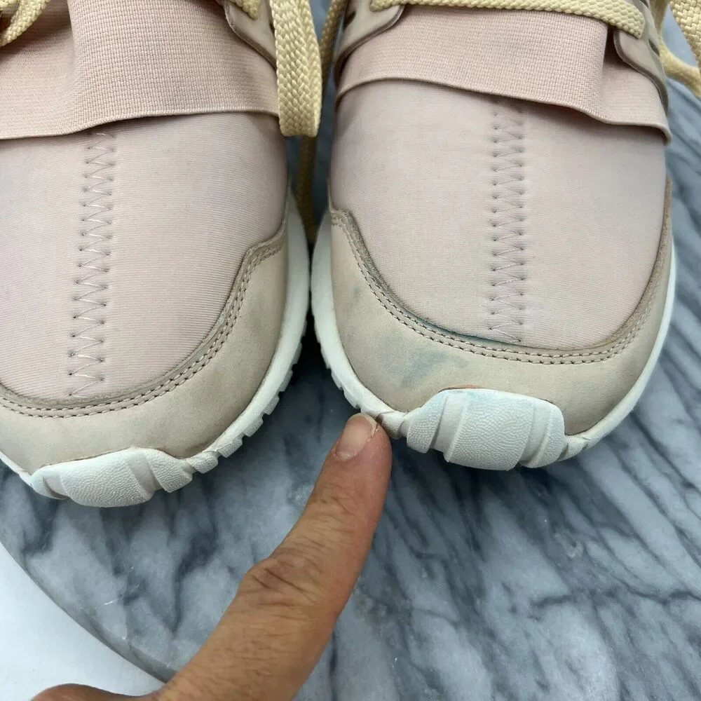 Adidas Mi Tubular Running Shoe Womens 9 Blush Pink Lace Up Low Top Athletic